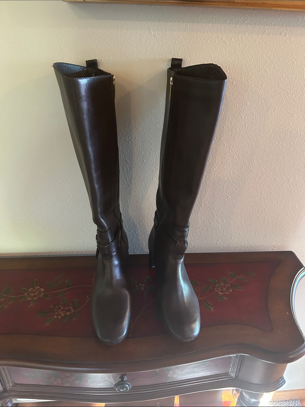 Tory Burch Dark Brown Over-the-Knee Leather Riding Boots